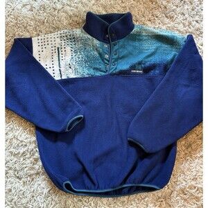 Louis Garneau Fleece Snap Pullover Cycling Vintage Blue And Teal Design Size M